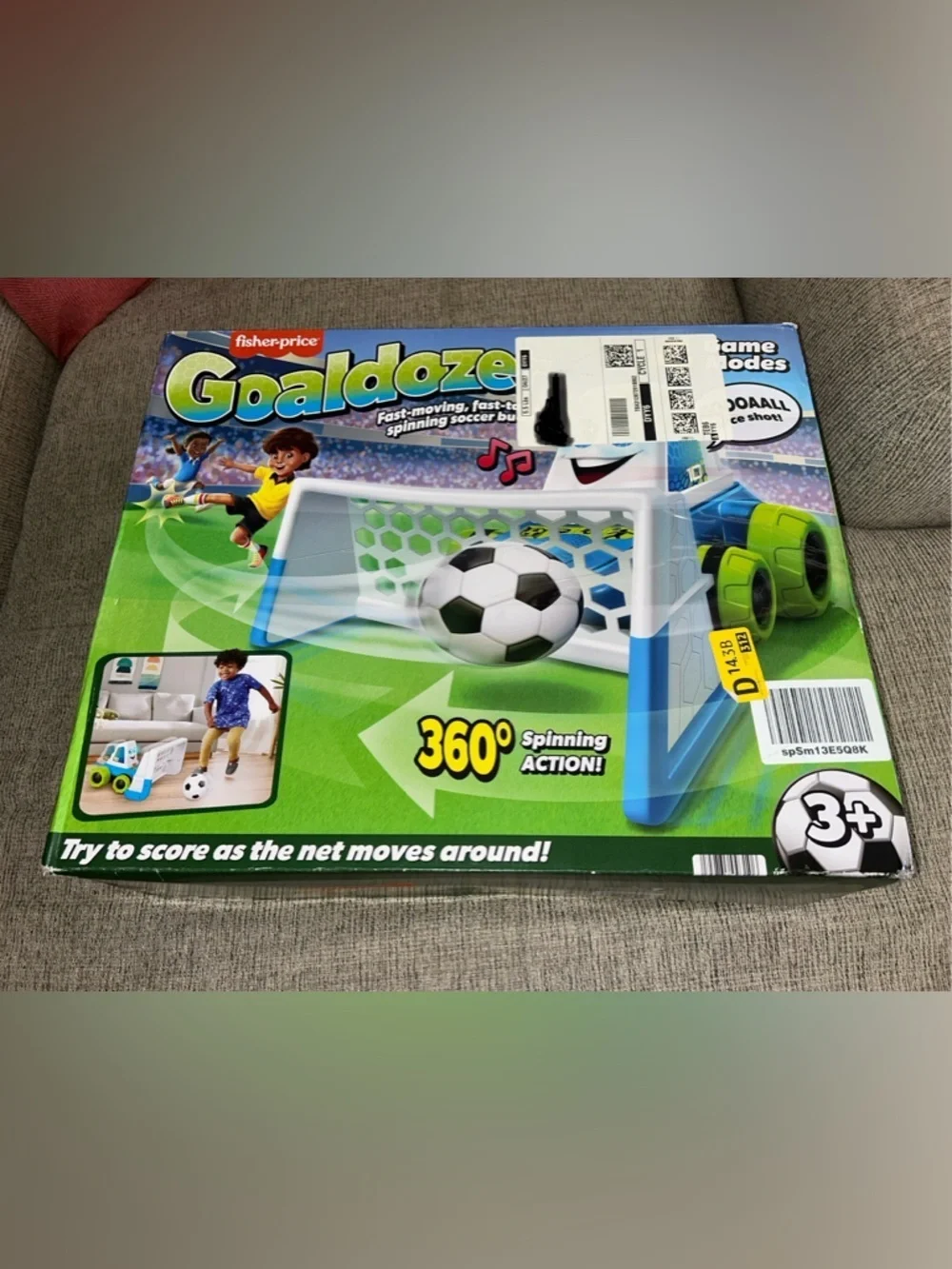 NWT Fisher-Price Goaldozer Spinning Soccer Goal - Blue, White & Green